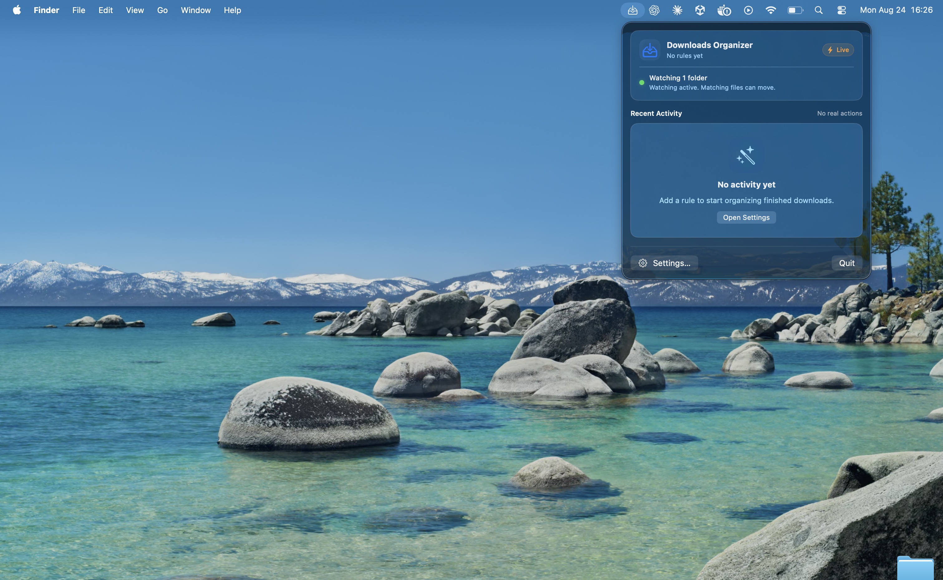 Downloads Organizer menu-bar utility
